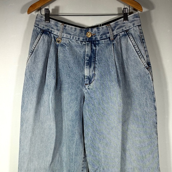 Zimmermann Pleated Wide Leg Jeans Sea Foam Blue AU 2 4 US 8 12 NWT Denim - Picture 16 of 17